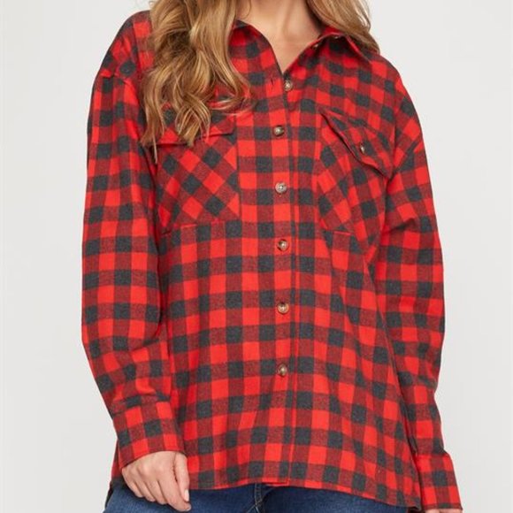 NWT She + Sky Buffalo Plaid Shirt Top - Picture 2 of 12